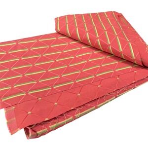 39x57 Red Fabric Geometric Trellis Woven Upholstery Remnant Grandmillennial